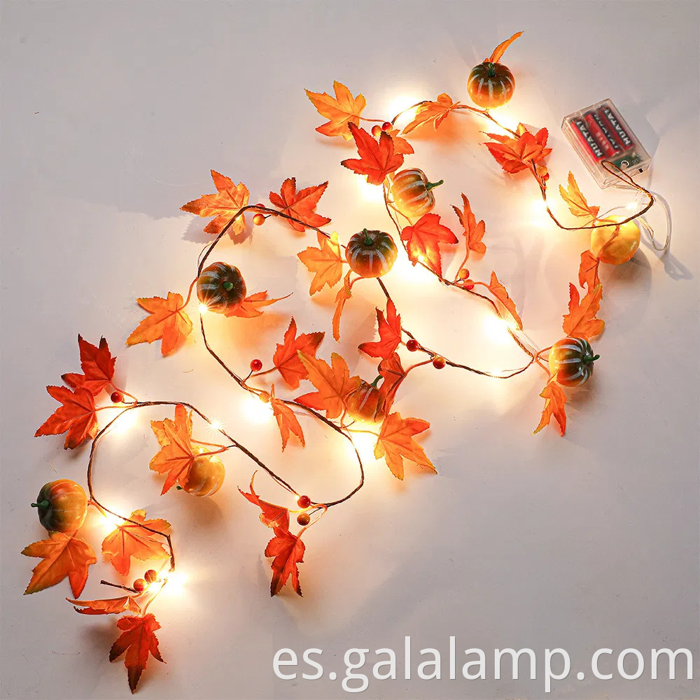 Luces acogedoras de hojas de arce de otoño cálido para la decoración del hogar